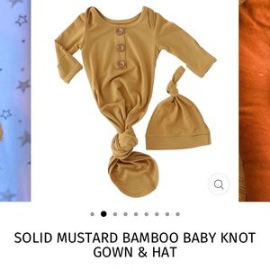 Caden Lane Mustard Newborn Set, 0-3 months, tie bottom